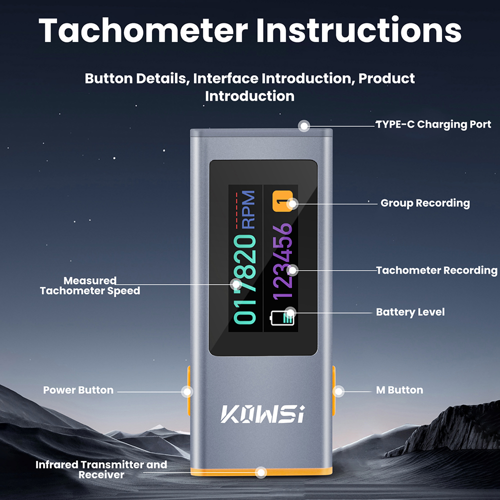 0.96-inch TFT infrared RPM spe - Industrial Laser Tachometer ulasan dan harga