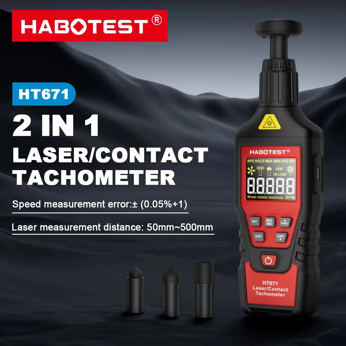 HABOTEST HT671 2-in-1 Digital  - Industrial Laser Tachometer ulasan dan harga